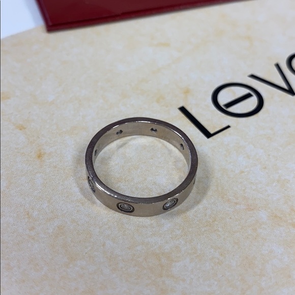 Cartier Diamond Love 18K Gold Band Ring 8 Diamonds - Picture 6 of 16